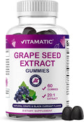Vitamatic Grape Seed Extract Gummies – Plant-Based Botanical Extract – Natural Grape & Black Currant Flavor – Vegan, Non-GMO – Herbal Supplement – 60 Gummies