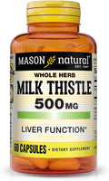 MASON NATURAL Milk Thistle 500 mg - Support Healthy Liver Function, Cleanse and Detox, Herbal Dietary Supplement, 60 Capsules