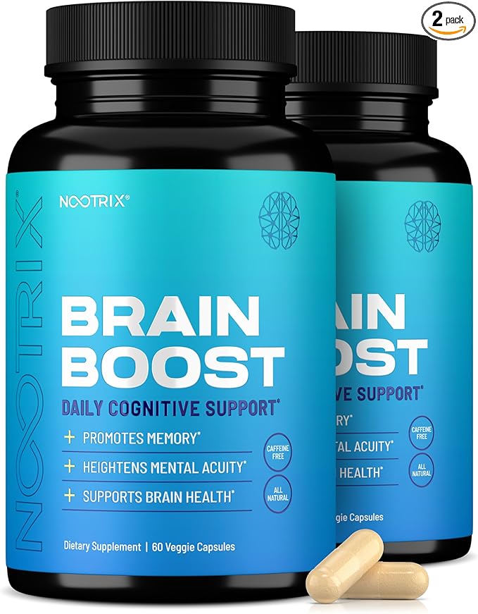 Nootrix Brain Boost Nootropic Supplement | Supports Memory, Mental Focus, Cognitive Health & Energy | Promotes Healthy Mood & Brain Function | Ginkgo Biloba & DMAE | 120 Capsules