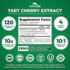 Zazzee Tart Cherry 10:1 Extract, 120 Vegan Capsules, 4 Month Supply, Montmorency Cherry, Certified Kosher, Joint & Uric Acid Support, Antioxidant Support Formula, Non-GMO, Made in the USA