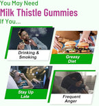 Milk Thistle Gummies for Adults. Liver Cleanse Detox Repair Gummies, Milk Thistle Extract Supplement for Liver Support Digestive Antioxidant, 60ct Apple Flavor