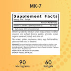 Jarrow Formulas MK-7 90mcg-Bioactive Form of VIT K2-60 Servings(Softgels)-for Bone & CV Health-VIT K2 MK-7 Dietary Supp-K2 VIT Supp MK-7-Gluten Free,12 Pack