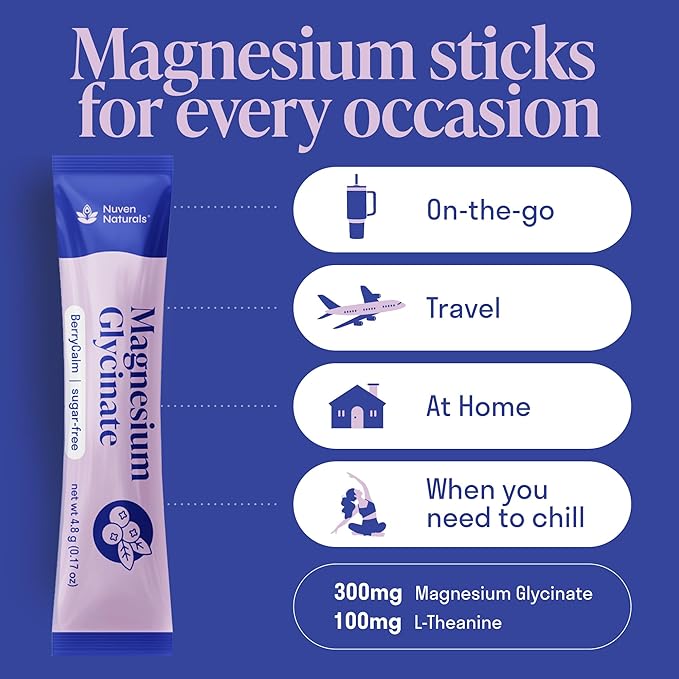 Magnesium Glycinate Powder + L-Theanine | 300 mg High Absorption Chelated Magnesium Powder for Sleep - Mixed Berry Flavor, No Sugar, Support Restful Sleep & Relaxation