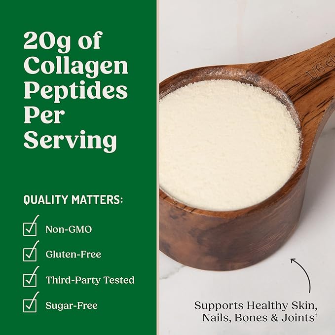 Bulletproof Unflavored Collagen Peptides Powder, 20g Grass-Fed Collagen Protein and Amino Acids for Skin, Bones and Joints, 8.5 Ounces