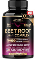 Beet Root 5-in-1 Complex Capsules - Healthy Blood Pressure Support Supplement** for Heart & Circulation Support - with Hawthorn Berry, Hibiscus & Garlic - for Men & Women - Made in USA, 240 Capsules