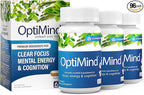 Optimind Brain Supplement for Memory and Focus, Nootropic with Synapsa®, Phosphatidylserine, Vitamin B1 B12, Non-GMO, Mental Clarity, Cognitive Support, Clinically Studied Ingredients, 96 Capsules