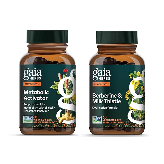 Gaia Herbs Berberine & Milk Thistle - Supports Liver Health*, 60 Capsules Metabolic Activator - AMPK Pathway Support with Clinically Researched Ingredients*, 60 Vegan Capsules - Bundle