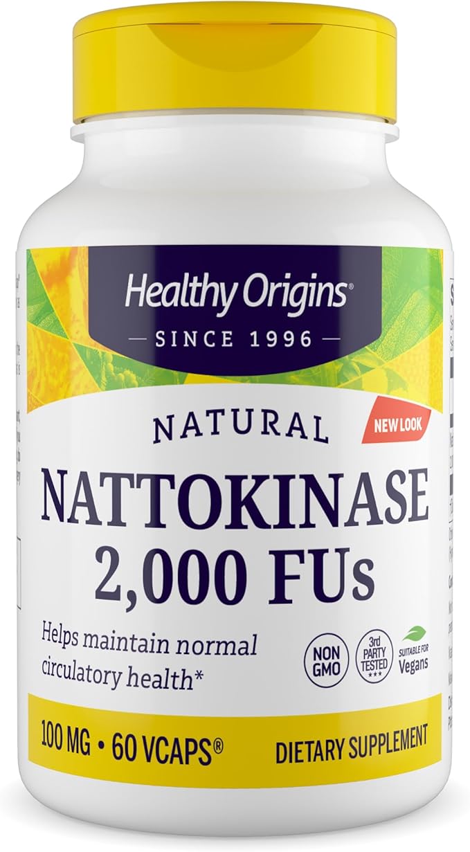 Healthy Origins Nattokinase 2,000 FUs, 100 mg - Nattokinase Supplement - Vegan, Non-GMO & Gluten-Free Nattokinase - 60 Veggie Capsules