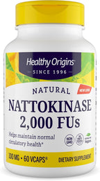 Healthy Origins Nattokinase 2,000 FUs, 100 mg - Nattokinase Supplement - Vegan, Non-GMO & Gluten-Free Nattokinase - 60 Veggie Capsules