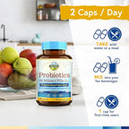 Terranics Probiotics 60 Billion CFU, 20 Strains, 60 Veg Capsules, Prebiotics & Probiotics, Shelf Stable Probiotic Supplement for Men & Women, Non-GMO, NO Soy, Dairy & Gluten