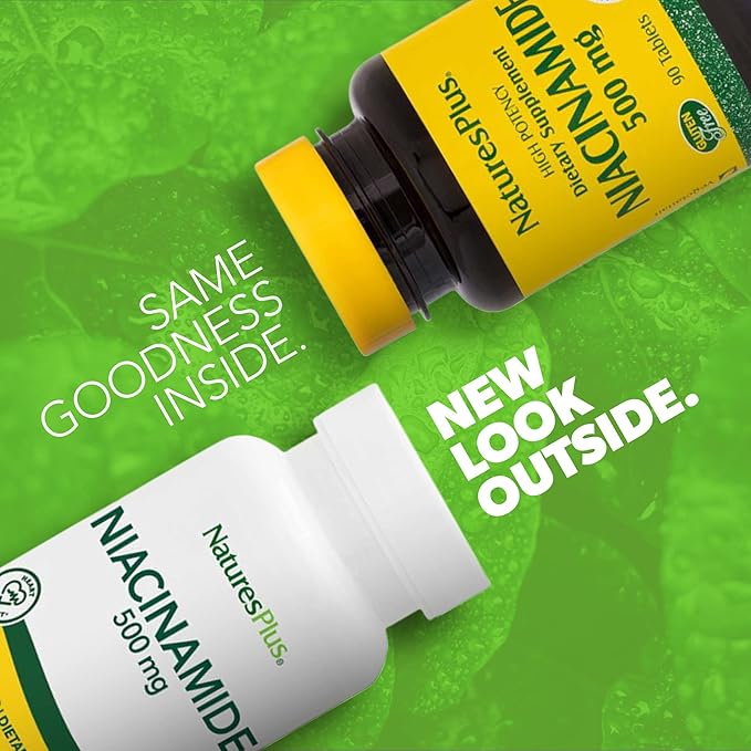 NaturesPlus Niacinamide - 500 mg, 90 Tablets - High Potency Vitamin B3 Supplement - Vegetarian, Gluten Free - 90 Servings