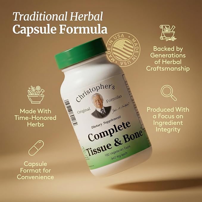 Christopher's Original Formulas Complete Tissue & Bone Formula – 100 VCaps | Herbal Support for Bones & Connective Tissue - Pack of 5