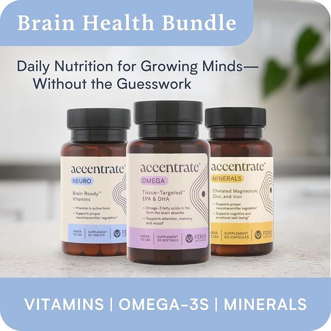 Accentrate Brain Supplement for Focus, Attention, Mood | Complete Vitamin B Complex | Brain Health | Methylated Multivitamin w/L-Methylfolate (5-MTHF), Cofactors Methyl-B12 & P5P | MTHFR Supplement