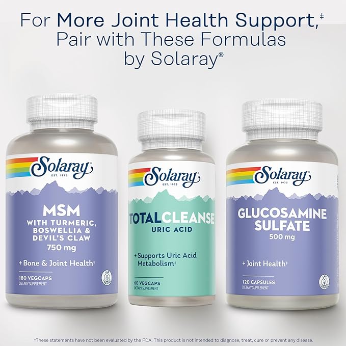 Solaray Total Cleanse Uric Acid - Joint Health Supplement - Powerful Joint Support and Uric Acid Cleanse with Tart Cherry Extract, Celery Seed, Turmeric Extract - 60-Day Guarantee, 30 Serv, 60 VegCaps