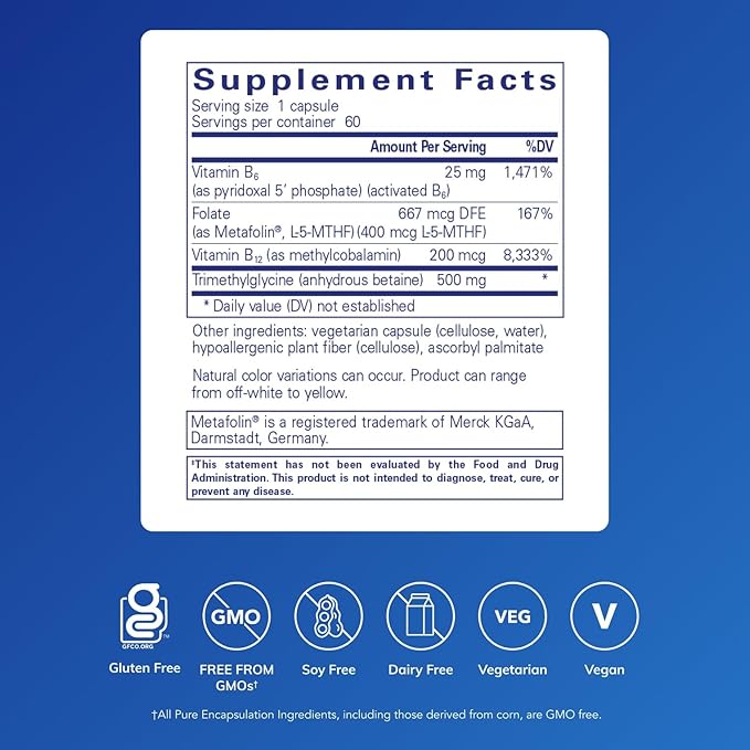Pure Encapsulations Homocysteine Factors | Supplement to Support Normal Homocysteine Levels and Cardiovascular Health* | 60 Capsules