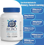 Brain Supplements for Memory and Focus, Clarity & Cognitive Improvement, 300mg Alpha GPC, CDP-Choline, DHA, Lion’s Mane, L-Theanine, Vitamin & Phosphatidylserine for Men & Women, 90 Capsules, 3PACK