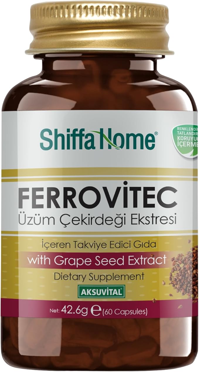 shiffahome FerroVitec Capsules 710 mg – 60 Capsules | Grape Seed Extract with Herbal Blend, Vitamins & Minerals | Plant-Based Dietary Supplement