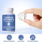 Sodium Butyrate, Butyrate Gut Health Supplement, Postbiotic for Gut, Stomach & Digestive, Support IBS, Leaky Gut, Gas & Bloat, Low Odor, 100 Vegan Capsules