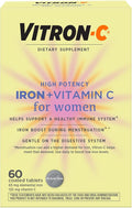 Vitron-C Iron Supplement for Women with Vitamin C, for Red Blood Cell Production & Immune Support, 60 Count