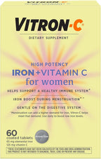 Vitron-C Iron Supplement for Women with Vitamin C, for Red Blood Cell Production & Immune Support, 60 Count