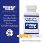 Vitamin E 60 Softgels 400 IU by Natural Systems - Vitamin E Supplements Immune System Support * - Softgels Skin Care - Natural VIT E Non-Sugar, Non-Artificial Flavors or Preservatives