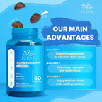 (60 Count) Ashwagandha Gummies KSM-66 - Mixed Berry, Vegan, Plant Based, Non-GMO, Gluten-Free & Gelatin Free Relax, Organic Ashwa Root Extract Supplement for Immune Support