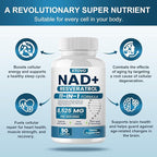 NAD+ Supplement, 8525 mg Liposomal NAD Resveratrol Supplement for Women and Men with Coptisine Quercetin Curcumin Supports Cellular Health, Energy & Healthy Anti-Aging 180 Counts