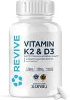 REVIVE MD Vitamin D3 & K2 Supplement for Women & Men - Physician Formulated K2 & D3 Vitamin Supplement Supports Bone Health & Muscle Strength - Immune & Cardiovascular Support (60 Servings)