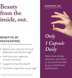 Reserveage Beauty Resveratrol 250 mg - Best Trans-Resveratrol - Vegan Antioxidant Supplement for Cellular & Heart Health - Aids Healthy Aging & Immune Health - 60 Vegetable Capsules