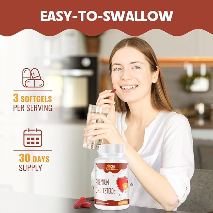 Cholesterol Supplements with Plant Sterols, Niacin, Red Yeast Rice, Citrus Bergamot, Garlic, Cholesterol Supplement Support Normal Cholesterol Levels, 90 Softgels