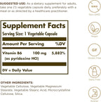 Solgar, Vitamin B6 100 Mg Vegetable Capsules, Count
