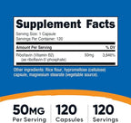 Nutricost R-5-P (Riboflavin-5-Phosphate) (Vitamin B2) 50 MG, 120 Capsules - Vegan, GMO-Free