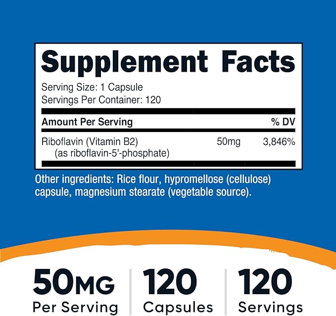 Nutricost R-5-P (Riboflavin-5-Phosphate) (Vitamin B2) 50 MG, 120 Capsules - Vegan, GMO-Free