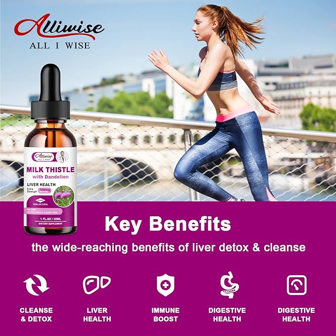 Liver Health Support Liquid 2 Pack,600mg Milk Thistle 80% Silymarin Extract & 250mg Dandelion Root Extract, Liver Cleanse Detox & Repair Fatty Liver Formula, Vegan, Non-GMO and All-Natural