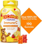 L’il Critters Immune C Daily Gummy Supplement Vitamin for Kids, for Vitamin C, D and Zinc for Immune Support, Orange, Lemon, Strawberry and Cherry Flavors, 190 Gummies (Packaging May Vary)
