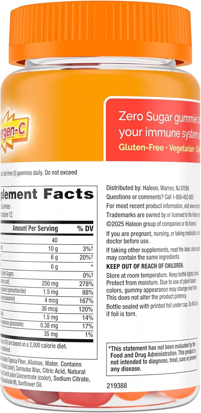 Emergen-C Zero Sugar Immune Support Adult Gummies 36 Count