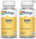 Solaray Zinc 50mg Immune Support Capsules, 100 Count, Vegan, Pumpkin Seed (Pack of 2)