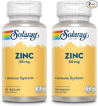 Solaray Zinc 50mg Immune Support Capsules, 100 Count, Vegan, Pumpkin Seed (Pack of 2)
