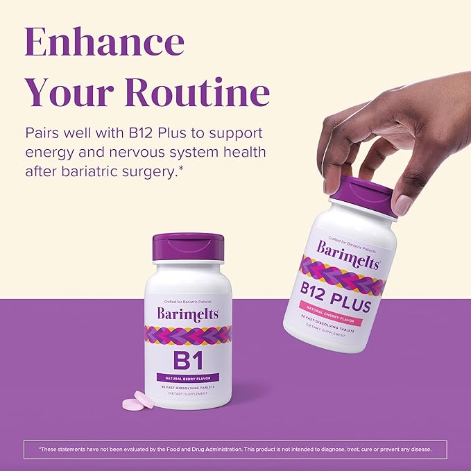 BariMelts Vitamin B1, 270 Fast-Dissolving Tablets (9-Month Supply), Sugar-Free Bariatric Vitamins for Women, Natural Berry Flavor