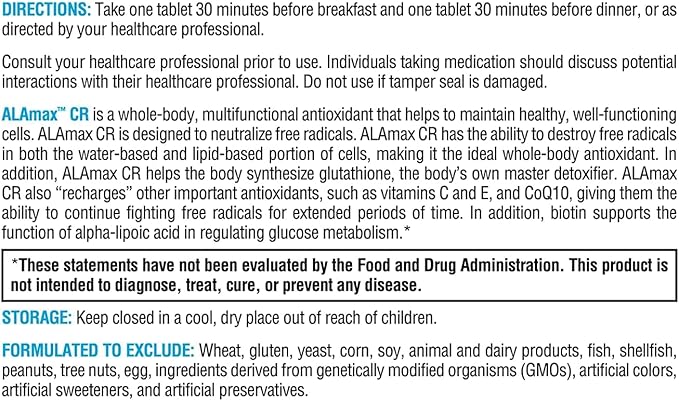 XYMOGEN ALAmax CR - Alpha Lipoic Acid 600mg Tablets - ALA Supplement with Biotin - Support Healthy Antioxidant Activity & Glutathione Levels for Natural Detox (60 Tablets)
