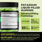 Potassium Supplement 500mg 3 in 1 Complex Gummies, Chewables with Potassium Citrate Chloride Gluconate, Extra Strength Blend, 60 Count