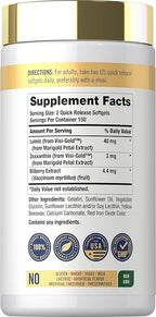 Carlyle Adult Eye Support | 300 Capsules | with Lutein and Zeaxanthin | Non-GMO and Gluten Free Supplement