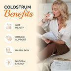 Bovine Colostrum Powder – First-Day Milking for Immune & Gut Support – 60 Servings – Supports Skin & Tissue Health – Made in USA - Amino Acids, Vitamins, Minerals – Kosher - Sustainably Sourced