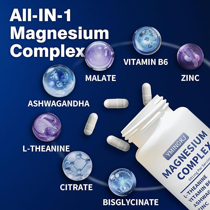 Magnesium Complex for Women – DeepCalm 7-in-1 Bisglycinate, Citrate, Malate - Sleep Quality & Muscle Relaxation Support with L-Theanine & Ashwagandha & Zinc, Vegan - 30 Servings