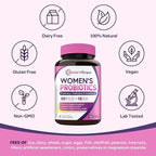 Doctor's Recipes Women's Probiotic, 120 Caps 50 Billion CFU 16 Strains, with Organic Cranberry, Digestive Immune Vaginal & Urinary Health, Shelf Stable, Delayed Release, No Soy Gluten Dairy