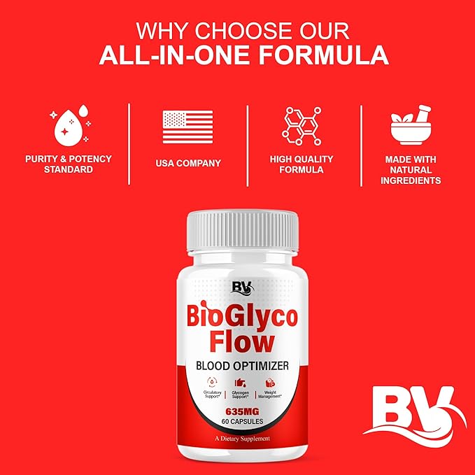 BioGlyco Flow Advanced Daily Multivitamin Health Support and All Natural Wellness Supplement Formula, BioGlyco Flow Premium Health and Wellness Support Formula Supplement (1 Pack - 60 Capsules)