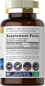 Carlyle Iron Ferrous Sulfate 325mg, 65 mg | 400 Tablets | Non-GMO, Gluten Free, and Vegetarian Supplement | High Potency