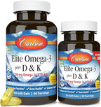 Carlson - Elite Omega-3 Plus D & K, 700 mg Omega-3s + D3 & K2, Function, Bone Health & Immune Support, Lemon, 60+30 Softgel