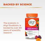 Align Dualbiotic, Prebiotics and Probiotics for Women and Men, Probiotics for Digestive Health, Prebiotics Help Nourish Good Bacteria, Natural Fruit Flavors, 60 Probiotic Gummies (Pack of 12)