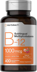 Horbaach Vitamin B12 1000 mcg Sublingual | 400 Fast Dissolve Tablets | Methylcobalamin Supplement for Women and Men | Berry Flavor | Vegan, Non-GMO, and Gluten Free